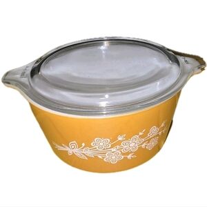 Vtg Pyrex Cinderella Casserole Dish 473-B Butterfly Gold 1 Liter Lid 470-C 26